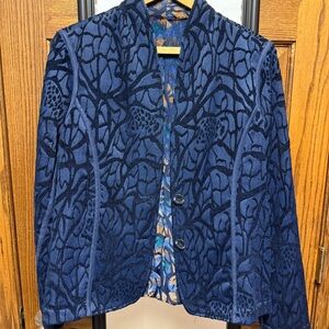 Coldwater Creek Reversible Navy Designer Jacket Size 8